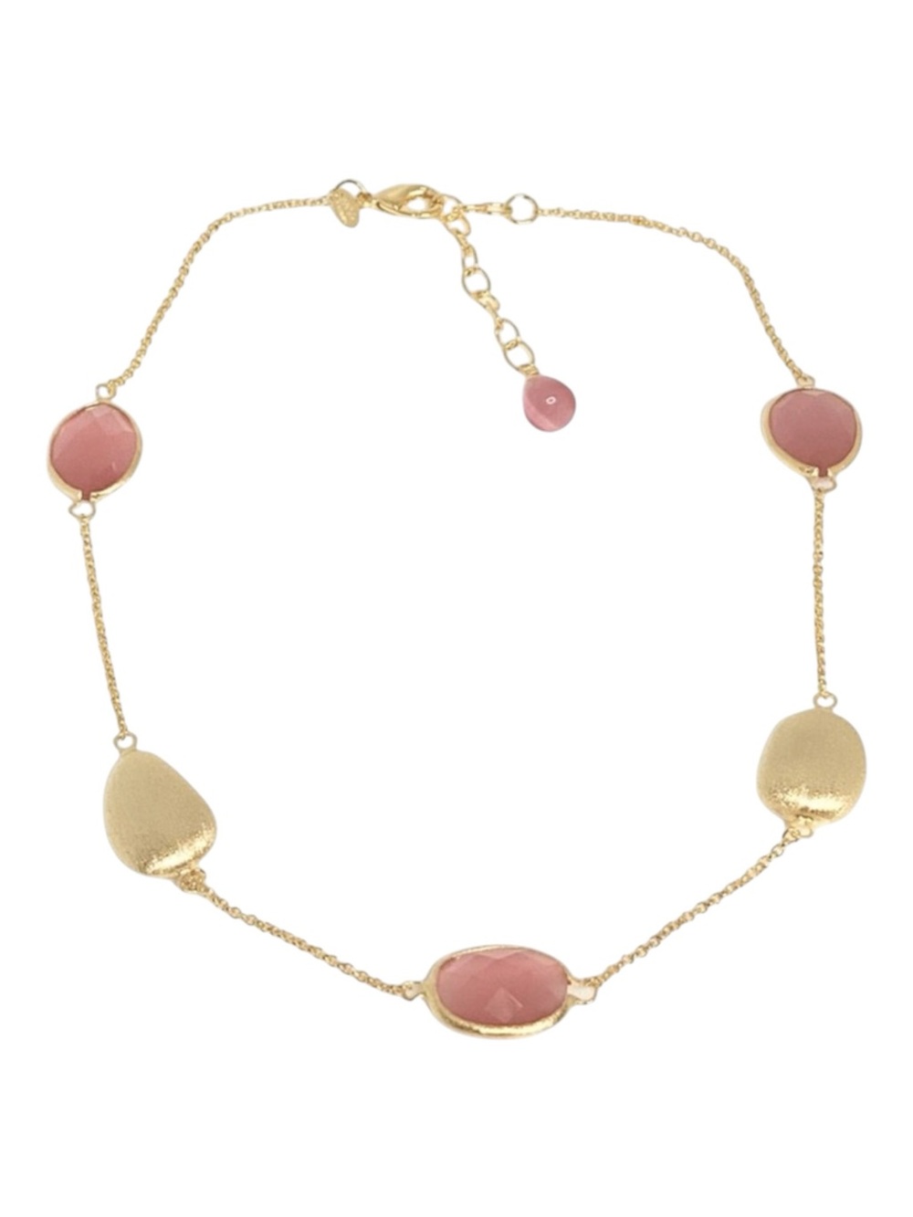 new Rivka Friedman ๐ Pink Cat's Eye Gemstone Necklace ๐ Satin Finish Gold ๐ - Picture 12 of 16